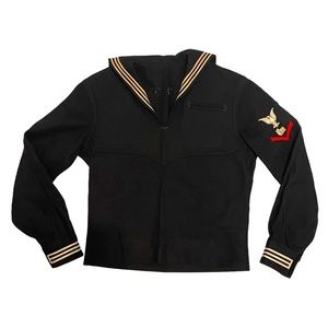Vintage US Navy Naval Pullover Shirt Petty‎ Officer Sailor Seaman w/ Photo Badge